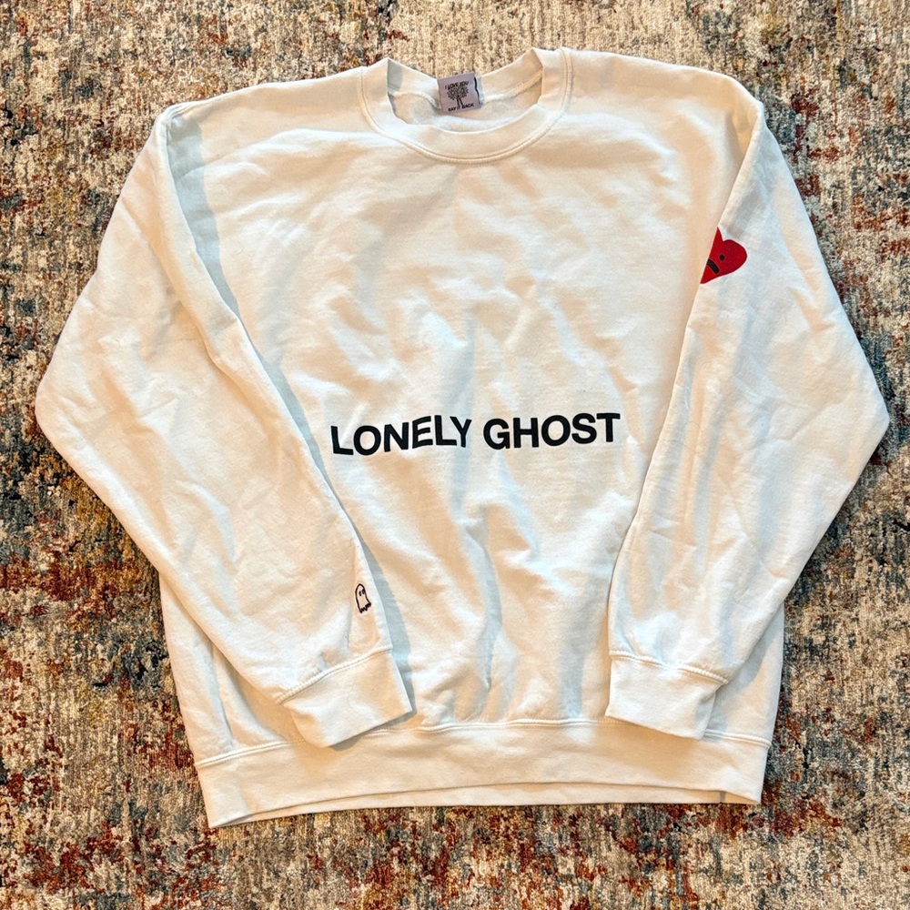 Lonely Ghost Crewneck with Red Heart